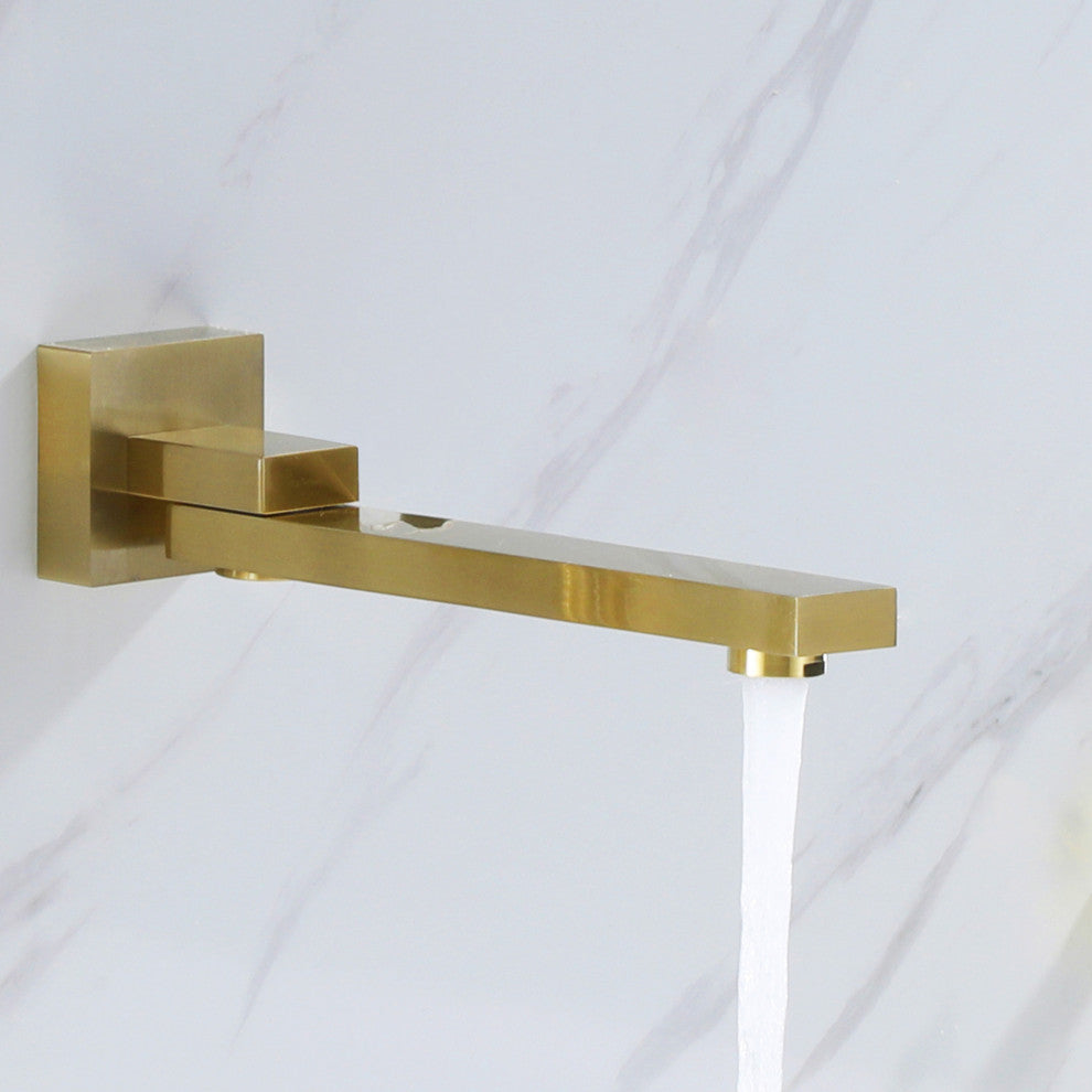 Wall Mounted Roman Bathtub Faucet With Brass Handheld Shower, Brushed Gold