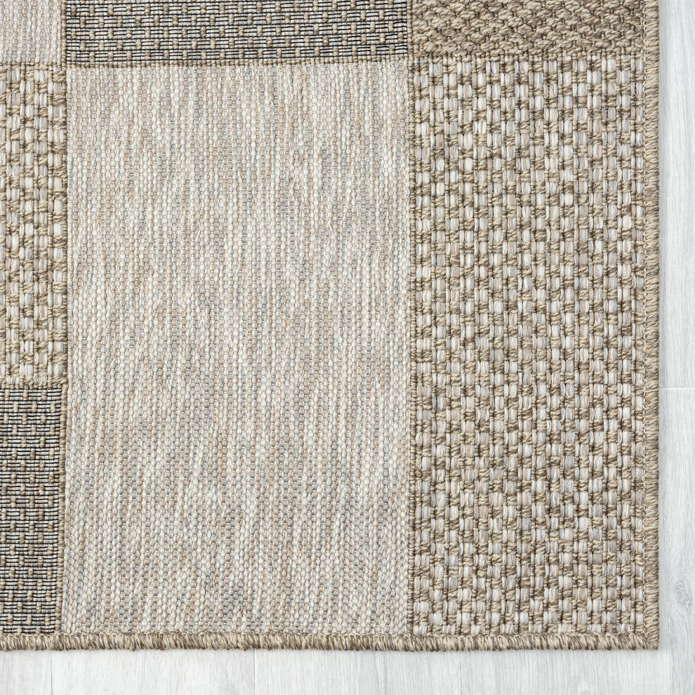 Paolo Modern Color-Block Brown Indoor Outdoor Area Rug, 5' x 7'