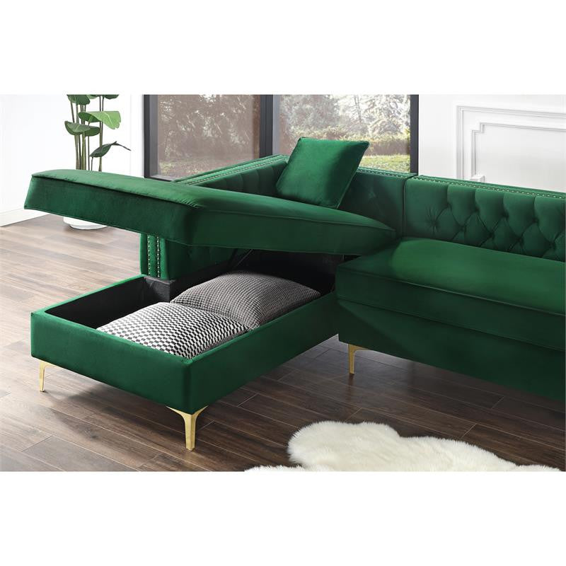 Levi Sofas Hunter Green Velvet 70L x 115W x 30H Gold Nailhead Trim Button Tufted