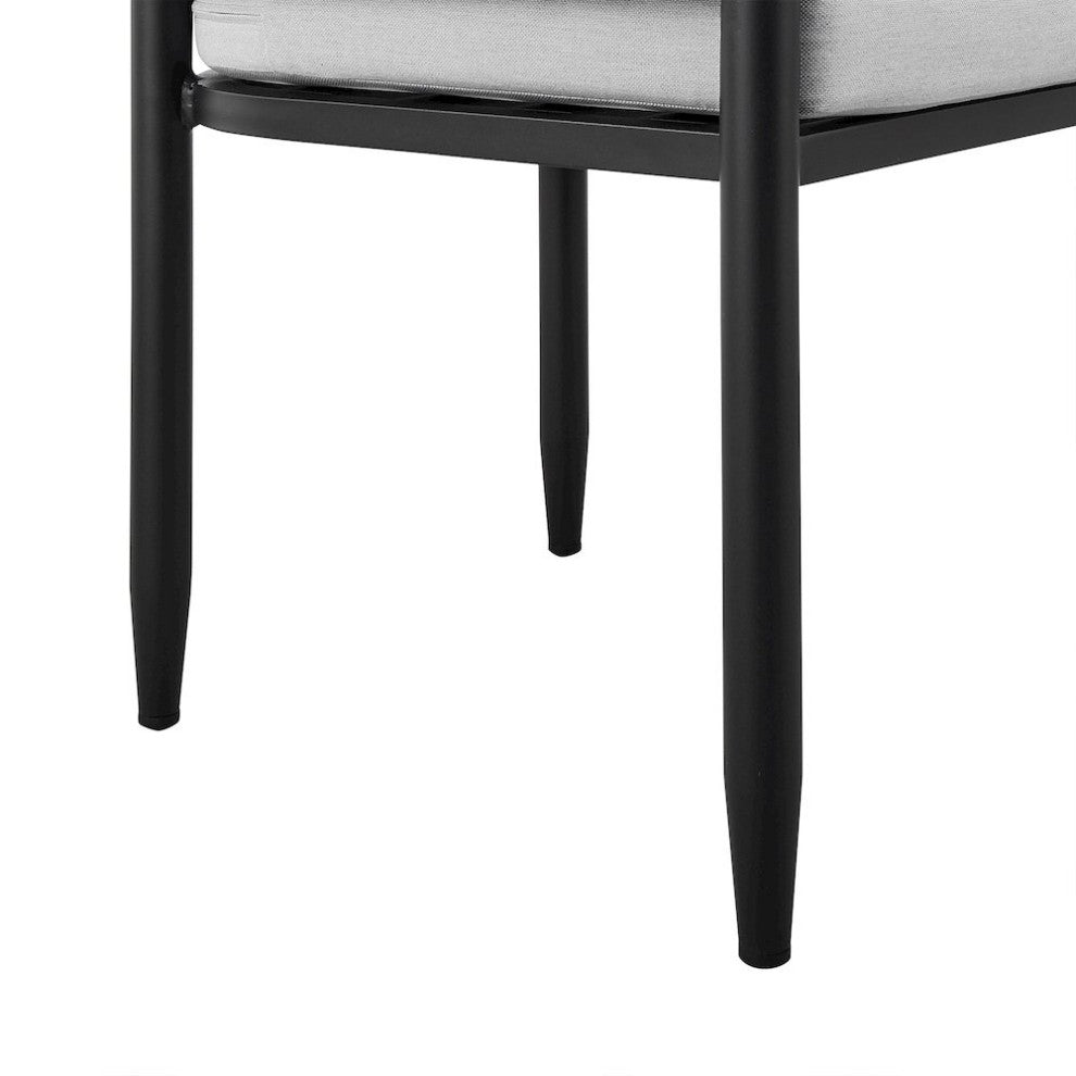 Outdoor Patio Dining Chair in Aluminum with Gray Rope and Cushions - Set of 2