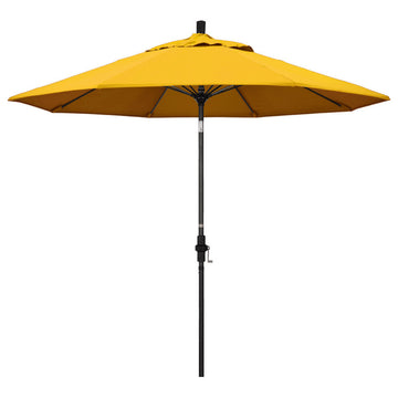 9'' Matted Black Collar Tilt Lift Fiberglass Rib Aluminum Umbrella, Pacifica, Yellow