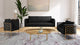 Casa Velvet Upholstered Sofa, Black, Gold Finish