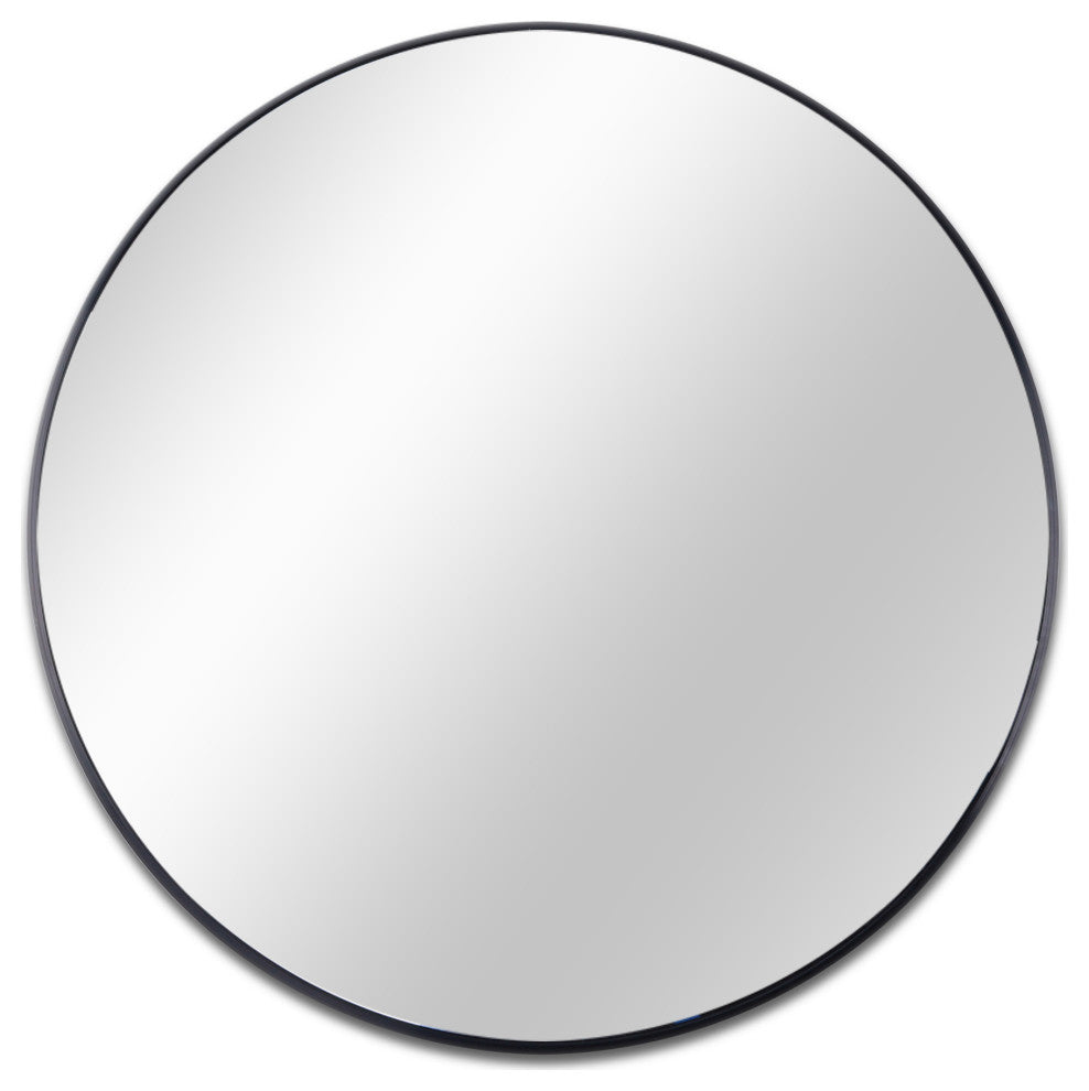 Round Aluminium Framed Wall Mounted Mirror, Black, 32"