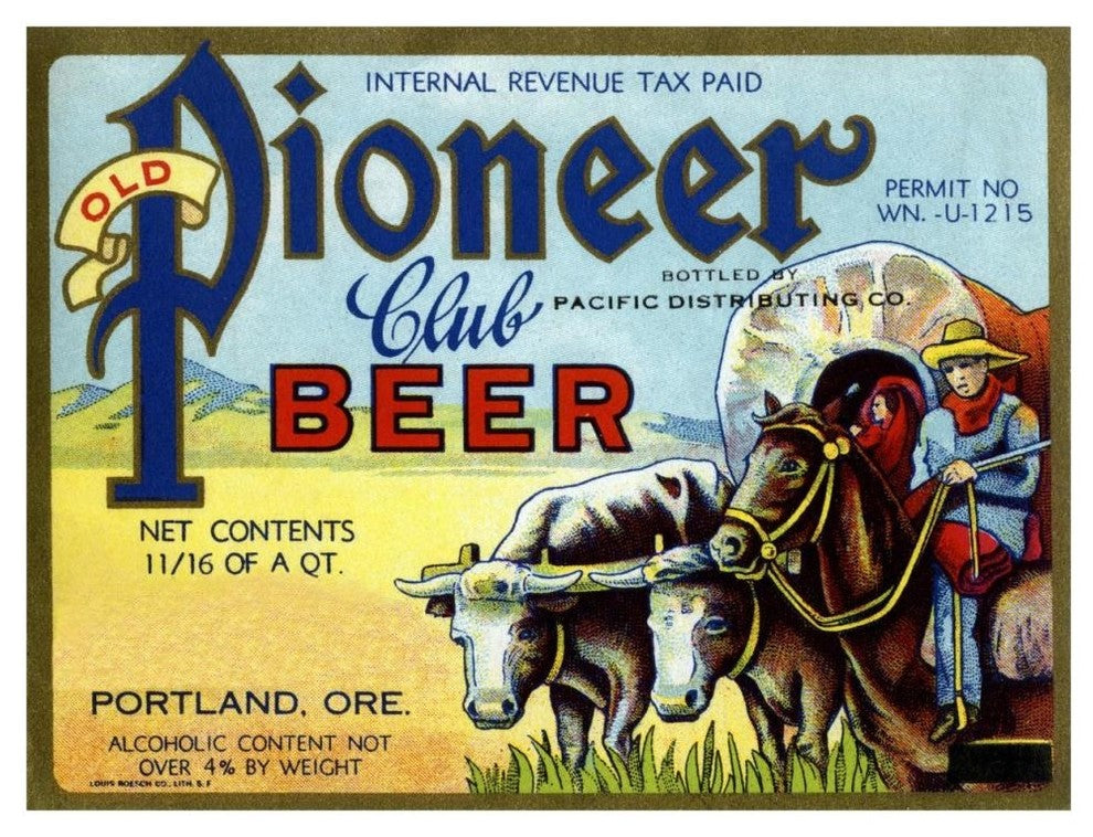 "Old Pioneer Club Beer" Digital Paper Print by Vintage Booze Labels, 46"x35"