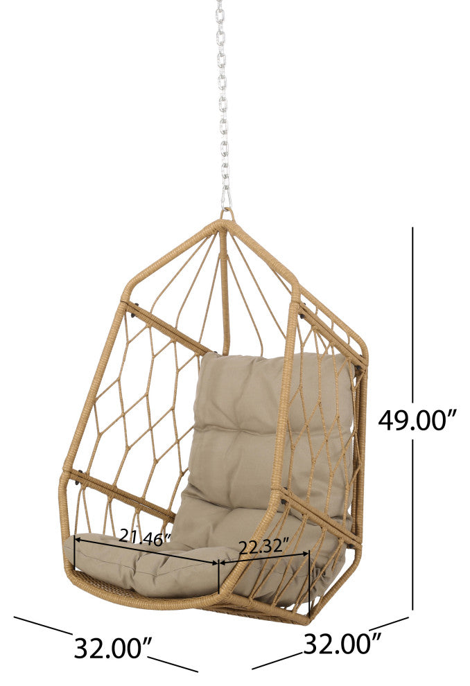 Mesena Outdoor/Indoor Wicker Hanging Chair with 8 Foot Chain (NO STAND)