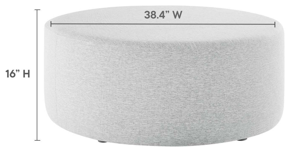 Callum Large 38" Round Woven Heathered Fabric Upholstered Ottoman