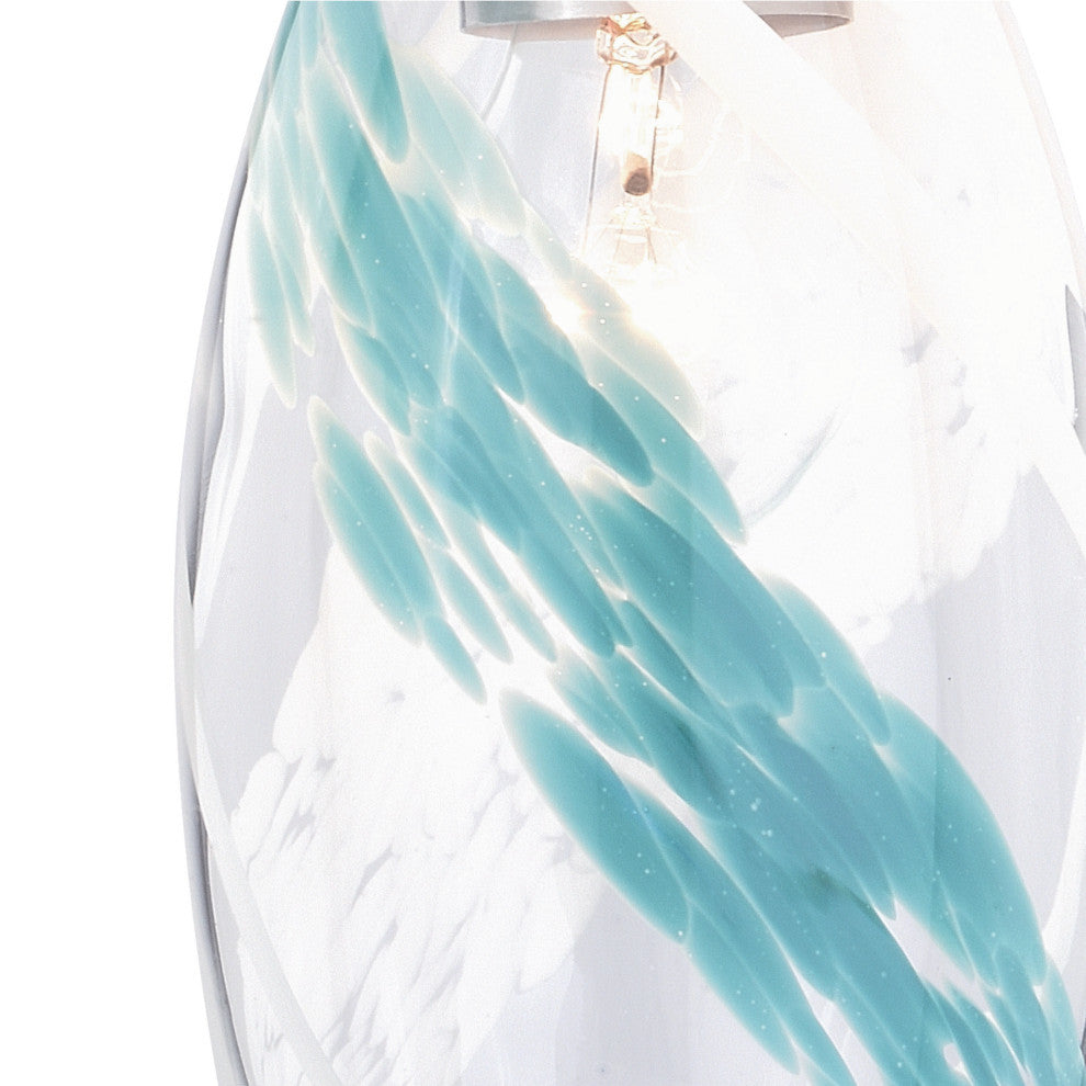 Milano 4.75" Mini Pendant Caribbean Swirl Glass Satin Nickel