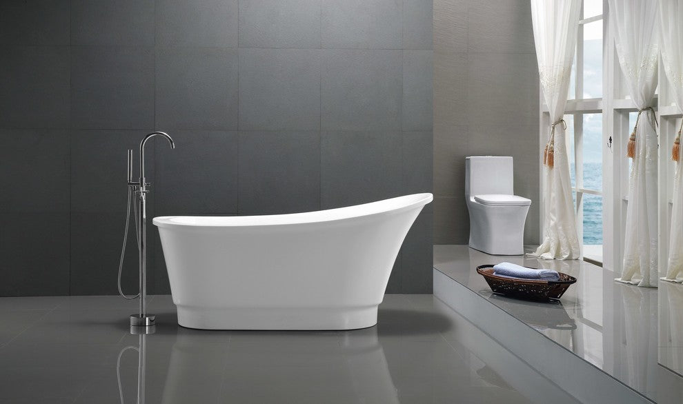 Prima 67" Acrylic Flatbottom Non-Whirlpool Bathtub, White