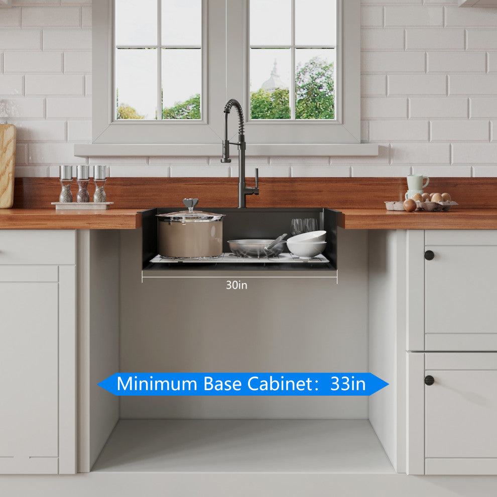 Drop In Stainless Steel Single Bowl Workstation Kitchen Sink, Gunmetal Black, 30 X 22