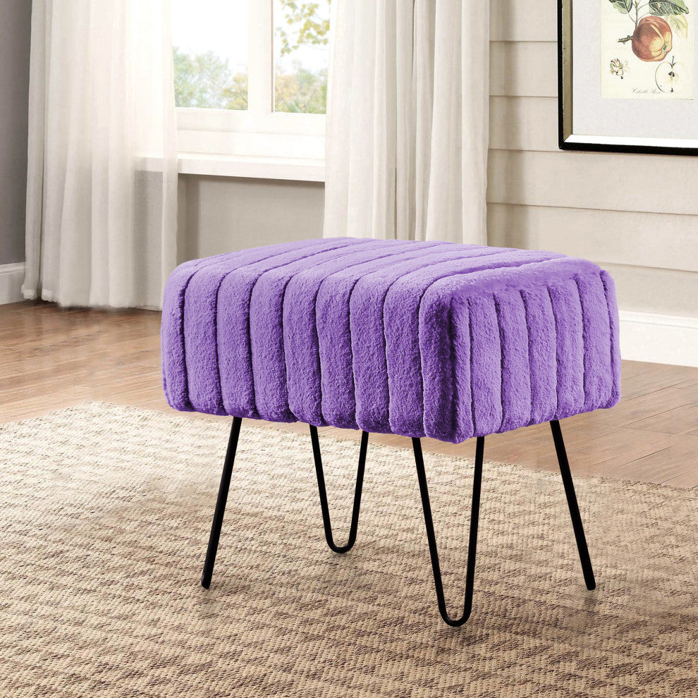 Serenta Super Mink Ottoman, Paisley Purple, 19''x13''x17''