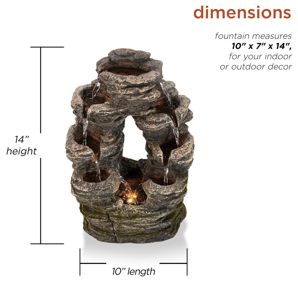 Alpine Stone Look Oval Shaped Fountain, 14" Tall