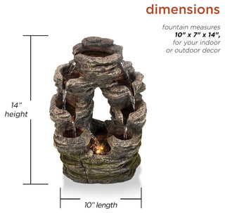 Alpine Stone Look Oval Shaped Fountain, 14" Tall