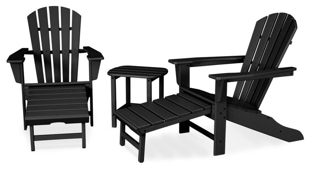 Polywood Palm Coast Ultimate Adirondack 3-Piece Set, Black