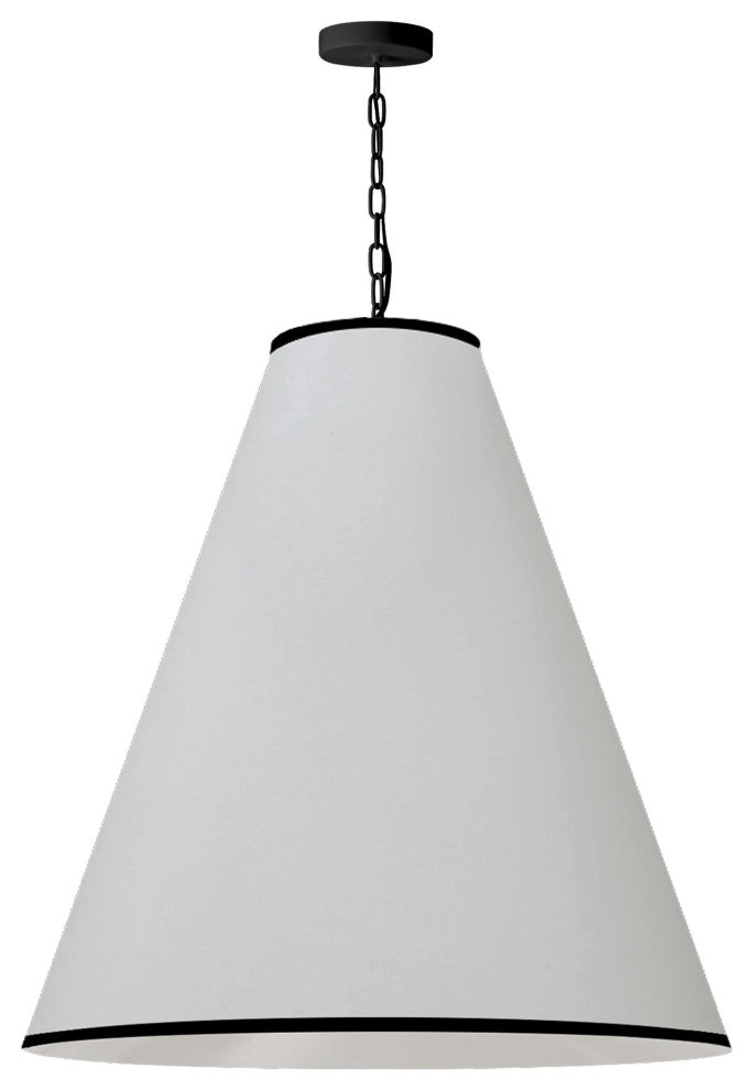 Prym Incandescent Pendant, Matte Black with White Shade and Black Trim