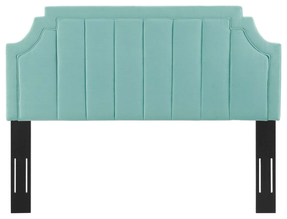 Tufted Headboard, Twin Size, Velvet, Blue, Modern Contemporary, Bedroom Master