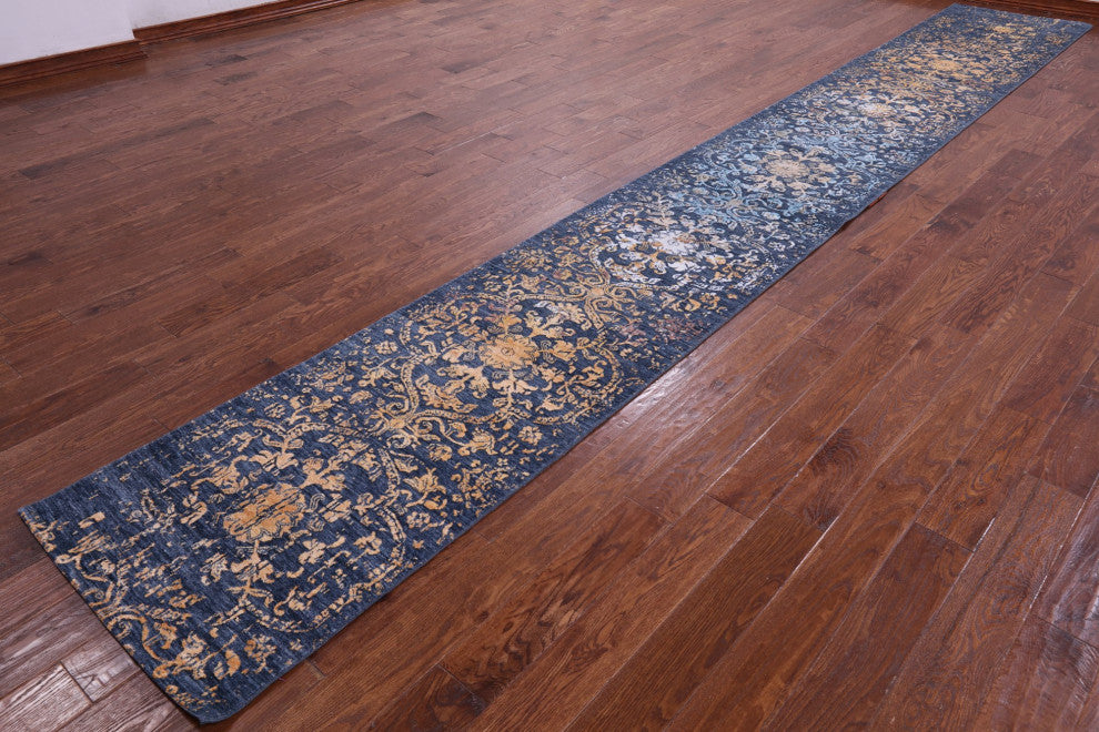 Runner Modern Wool and Silk Handmade Rug 2' 5" X 18' 0" Q9241