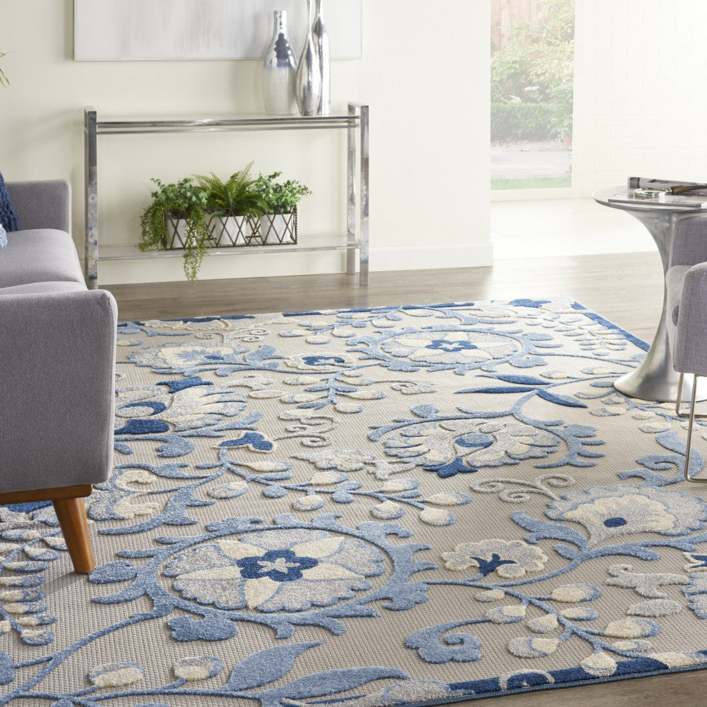 Nourison Aloha ALH17 Rug 10'x13' Blue/Gray Rug