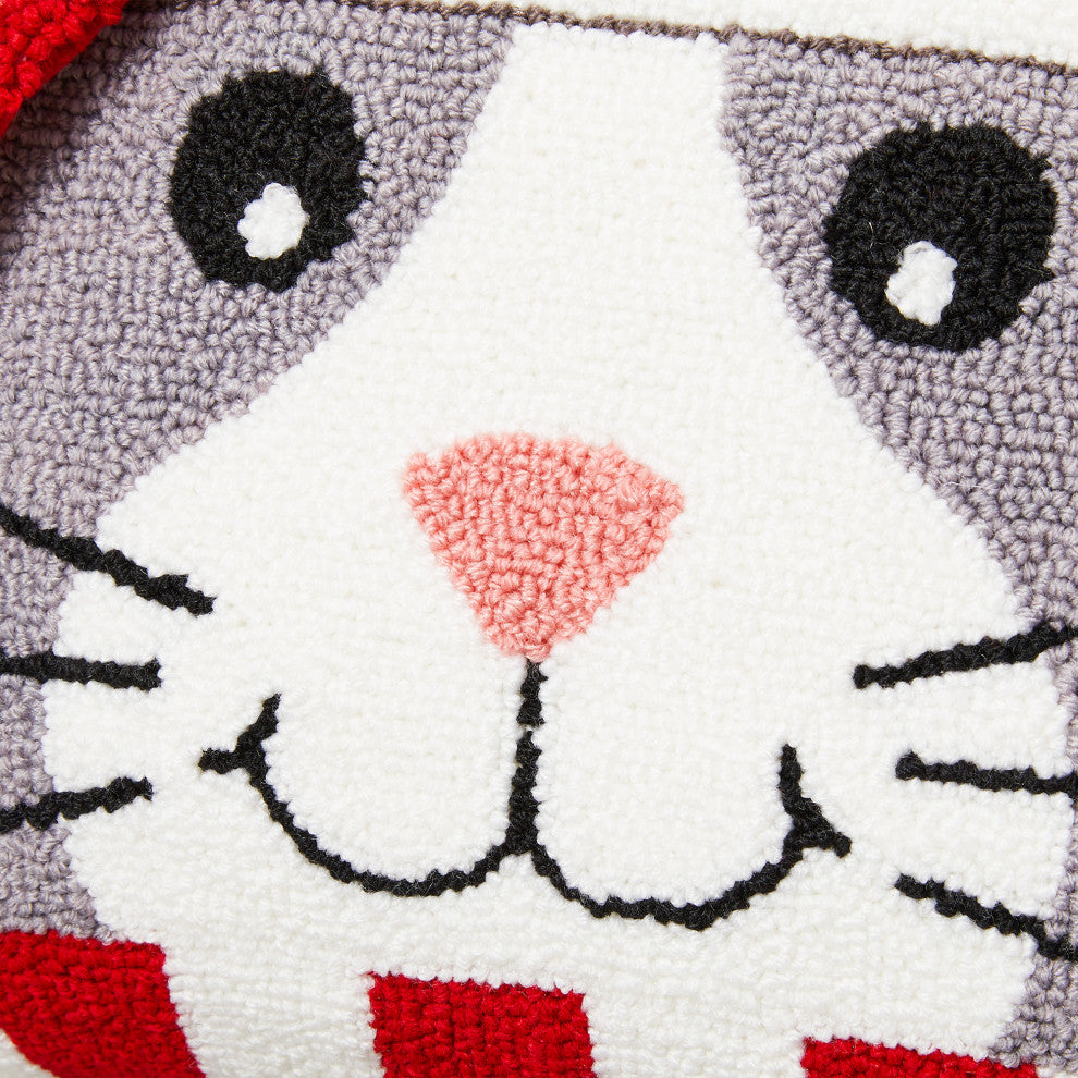 2pk 14"L Hooked 3D Meow and Woof Pillow