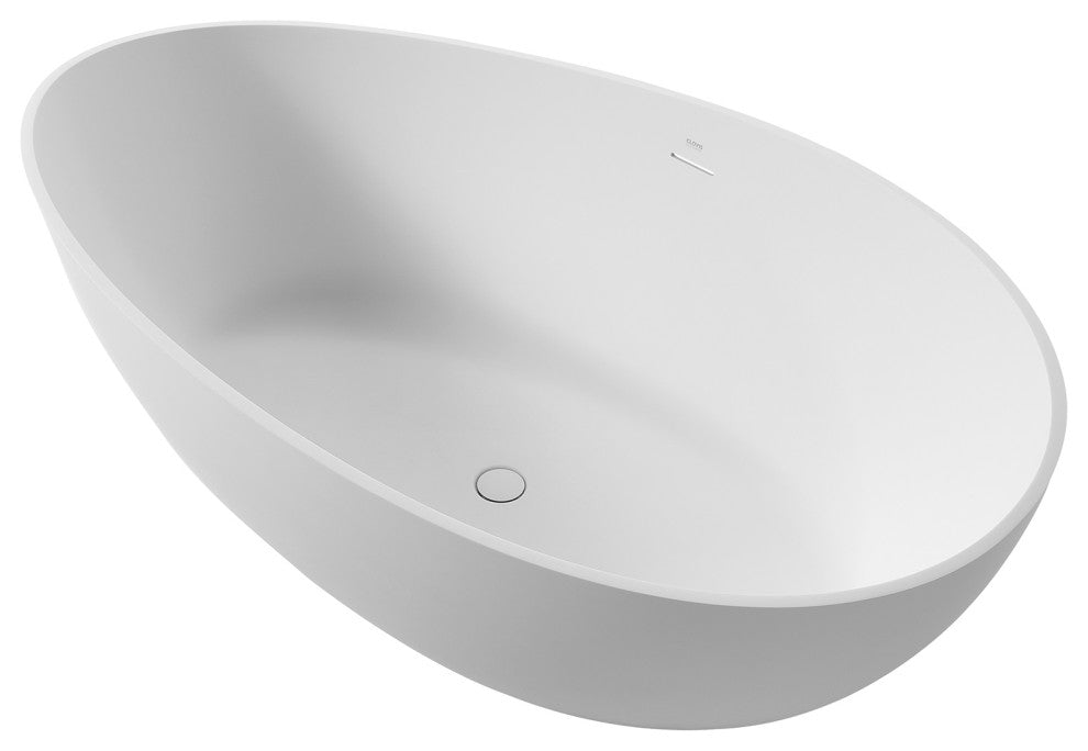 Vanity Art 63"x37" White Stone Freestanding Soaking Bathtub