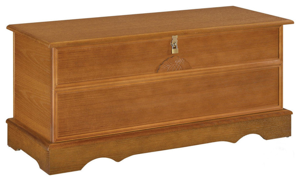 Benzara BM242722 Chest With Molded Details and Lift Top Hidden Storage, Brown