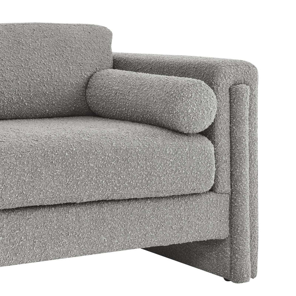 Visible Boucle Fabric Loveseat - Light Gray