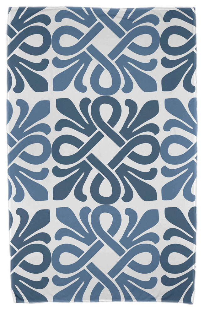 30x60" Tiki Square, Geometric Print Beach Towel, Blue