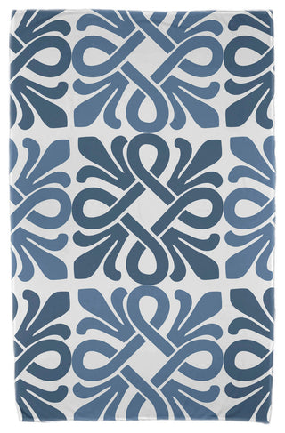 30x60" Tiki Square, Geometric Print Beach Towel, Blue