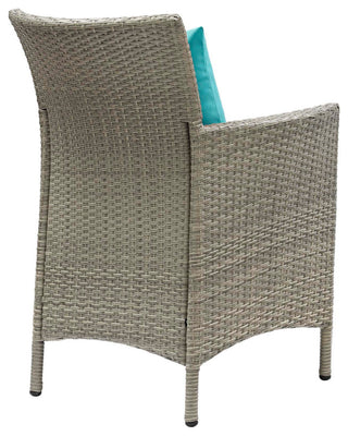 Conduit Outdoor Patio Wicker Rattan Dining Armchair Set of 2 EEI-4027-LGR-TRQ