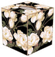 TB1548-White Roses on Black Tissue Box Cover