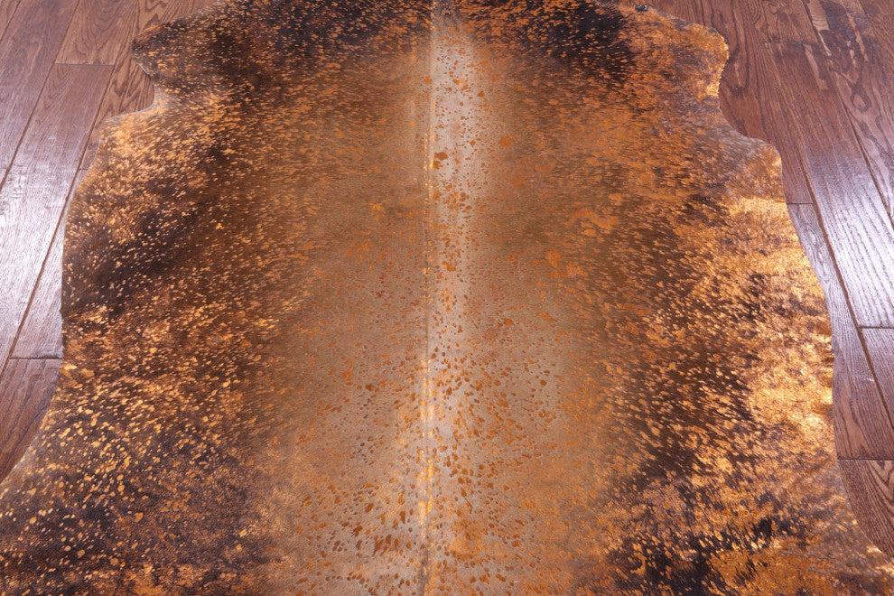 Orange Metallic Cowhide Rug 6' 3" X 5' 0" C2160