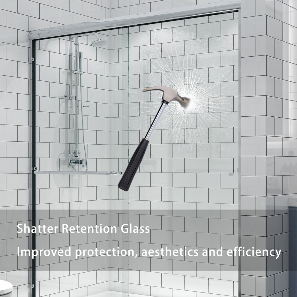 60" W x 70" H Traditional Sliding Shower Door, Chrome