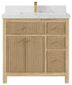 Sonoma 36 Center Sink Bath Vanity in Light Natural Teak with 2" Empira Quartz