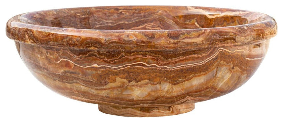Brown Onyx Translucent Natural Stone Drop-in Vessel Sink Polished  (D)16" (H)6"