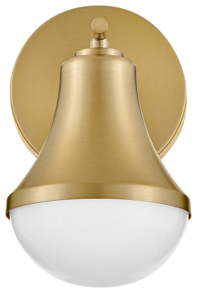Lark Haddie 9" Modern Bath Sconce, Lacquered Brass