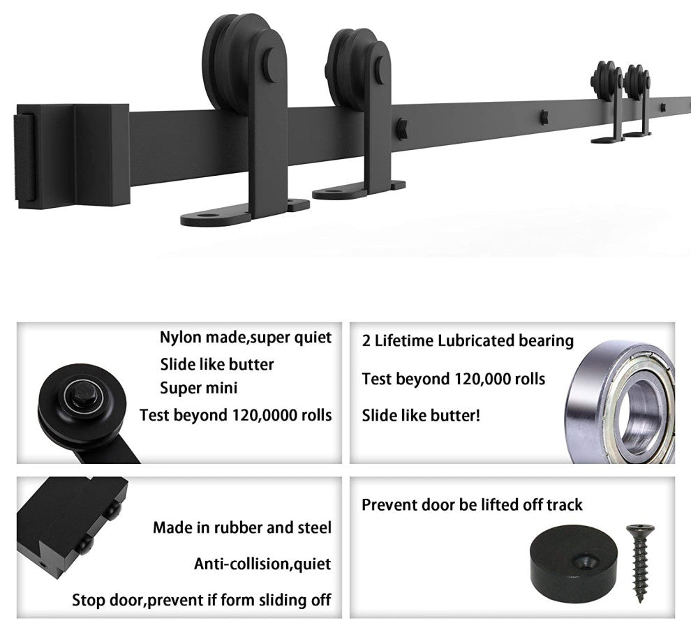 ZEKOO Top Mount Sliding Barn Door Hardware Kit for Double Door, 11'