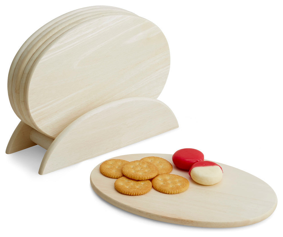 7 Piece Oval Board Serving Tray Set  9 1/2 Inch