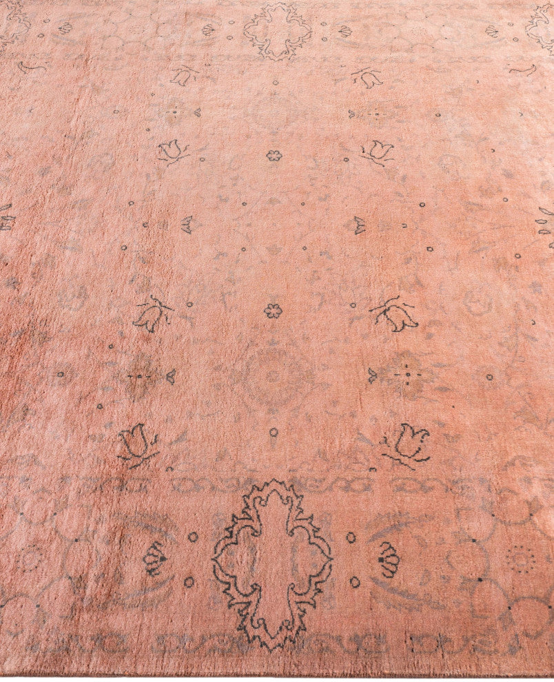 Overdyed One-of-a-Kind Hand-Knotted Area Rug Pink, 4' 2" x 6' 1"