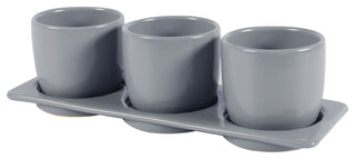 Lilac Planter Set with Tray, Grey