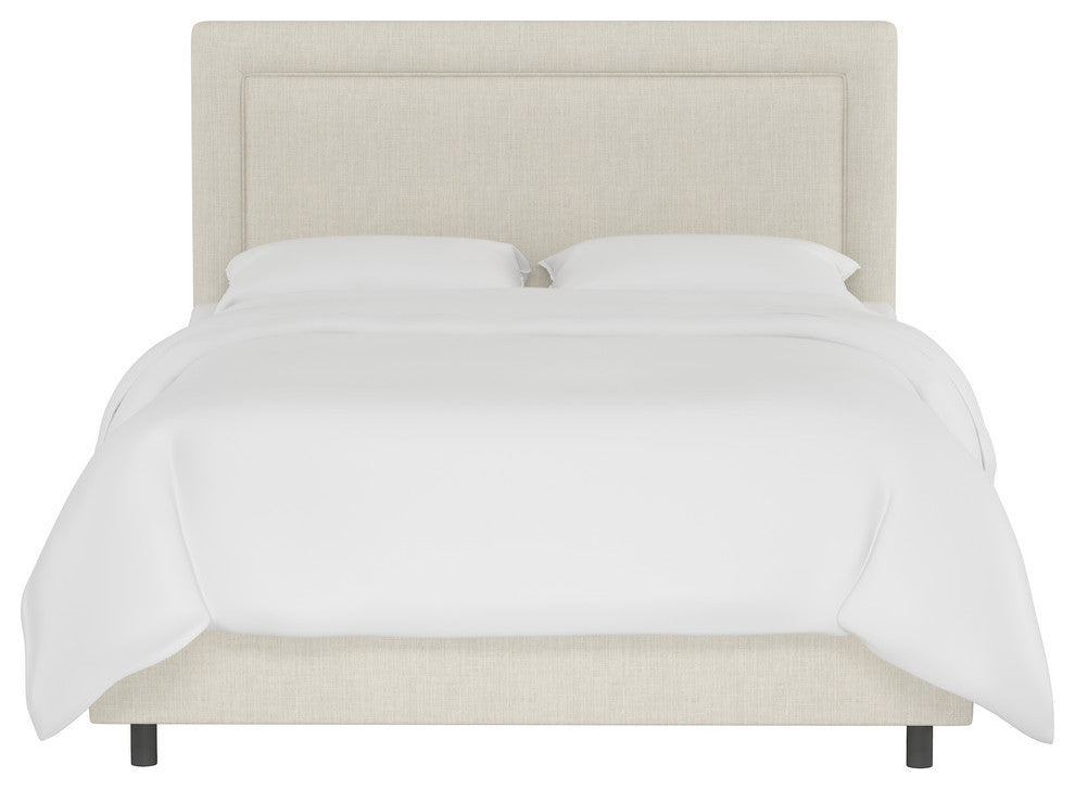 Ana Upholsterd Border Bed, Linen Talc, California King