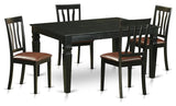 5-Piece Table and Chair Set for Table and 4 Dining Chairs, Black