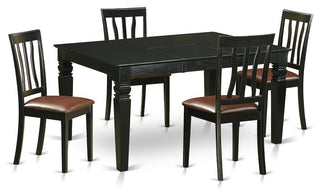 5-Piece Table and Chair Set for Table and 4 Dining Chairs, Black