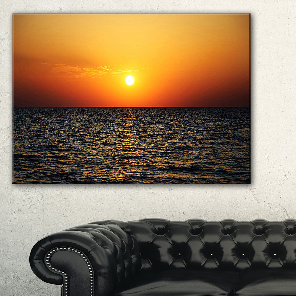 "Sunset Panorama Under Sea Surface" Modern Seashore Canvas Art, 40"x30"