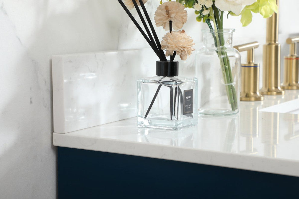 42" Single Bathroom Vanity, Blue, With Backsplash