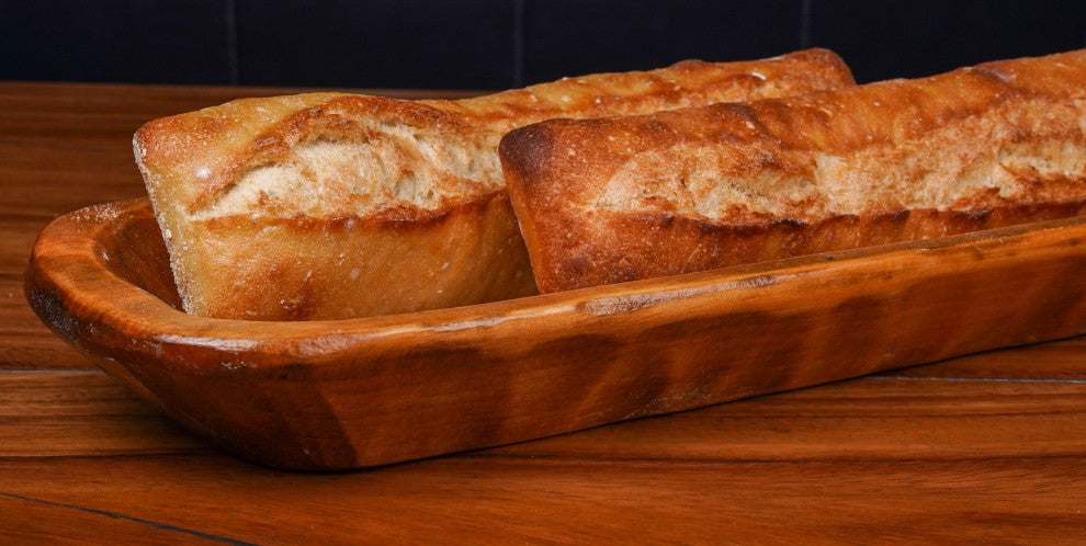 Food Safe Baguette Wood Dough Bowl, Small