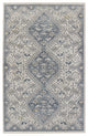 Machine Washable Vibe by Jaipur Living Yucca Medallion Cream/ Blue Area Rug, 2'8