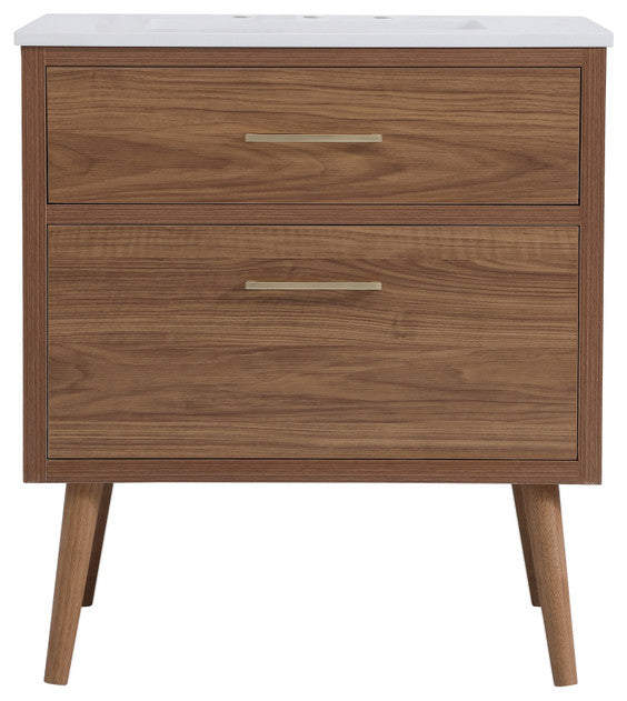 Home Living Walnut Brown 30" Bathroom Vanity