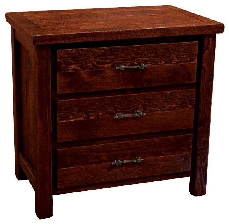 Barnwood Style Timber Peg 3-Drawer Chest, Michael's Cherry