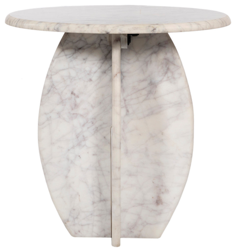 Formentera Marble Coffee Table, White, End Table