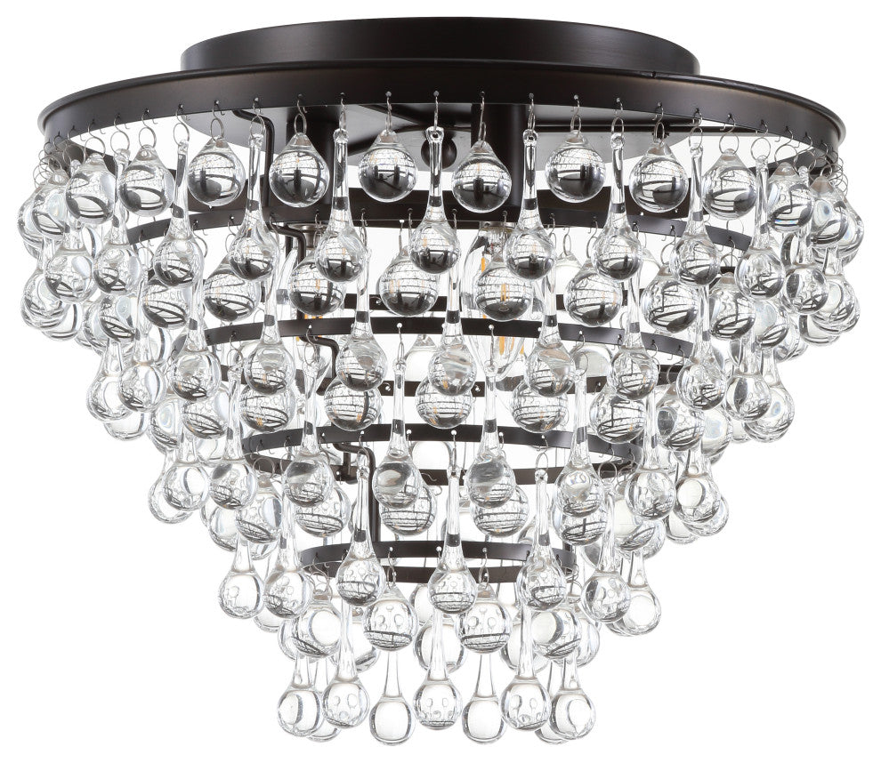 Toronto 16" Metal, Crystal LED Flush Mount, Oil Rubbed Bronze