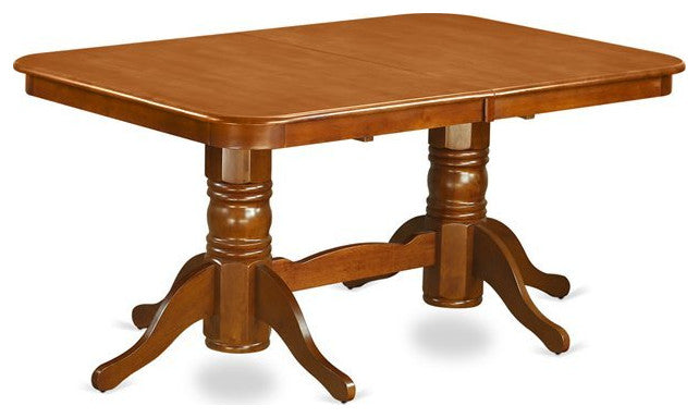 Napo7-Sbr-W, 7-Piece Formal Dining Room Set Table With Leaf and 6 Dining Chairs